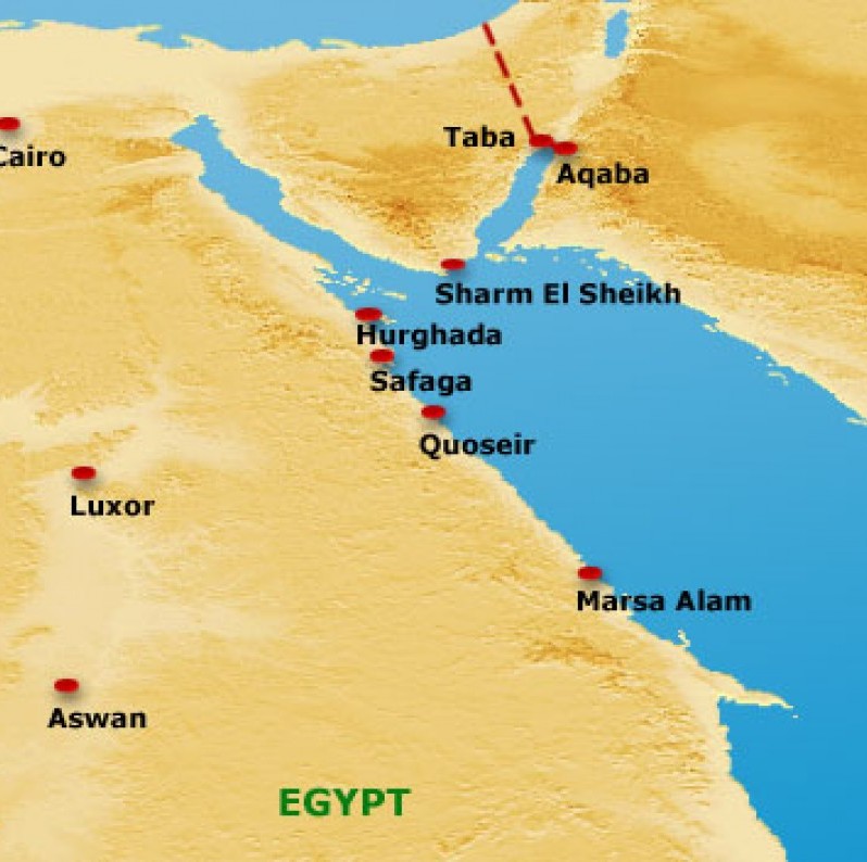 Курорты в египте на красном море карта побережья подробная